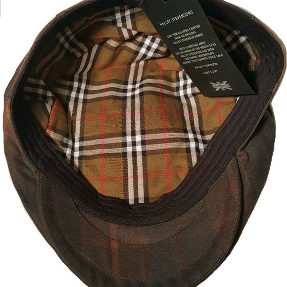 HARTSIDE Tartan Waterproof Waxed Cap HS183 in 'Hunter Brown' - CHOOSE SIZE - Picture 10 of 10